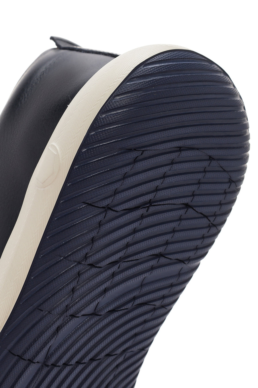 Erkek Lacivert Bağcıklı Deri Sneaker
