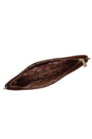 Woman Brown Chain Strap Printed Suede Clutch Bag | Derimod