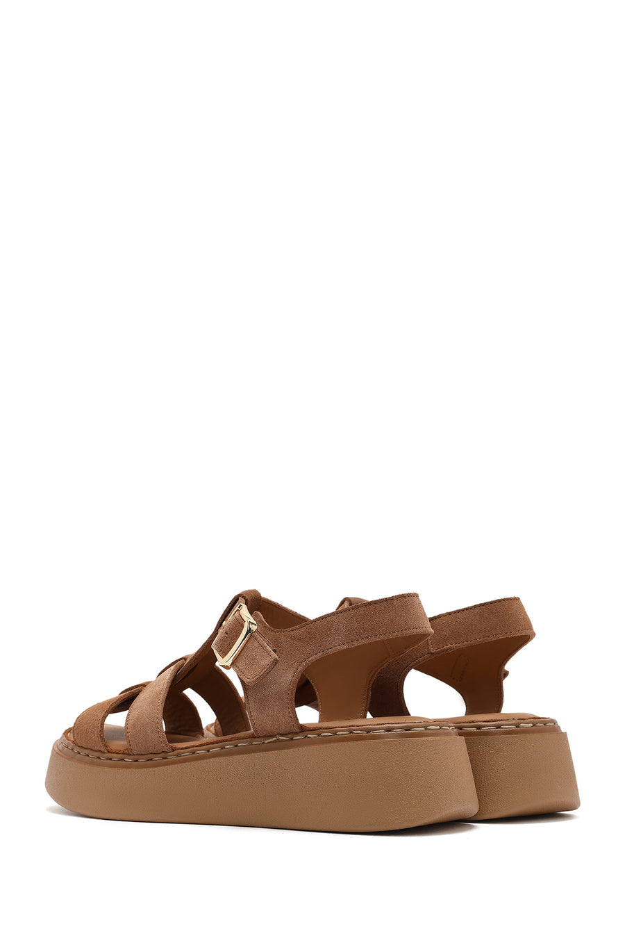 Women's Powder Ankle Buckle Thick Soled Suede Leather Comfort Sandals