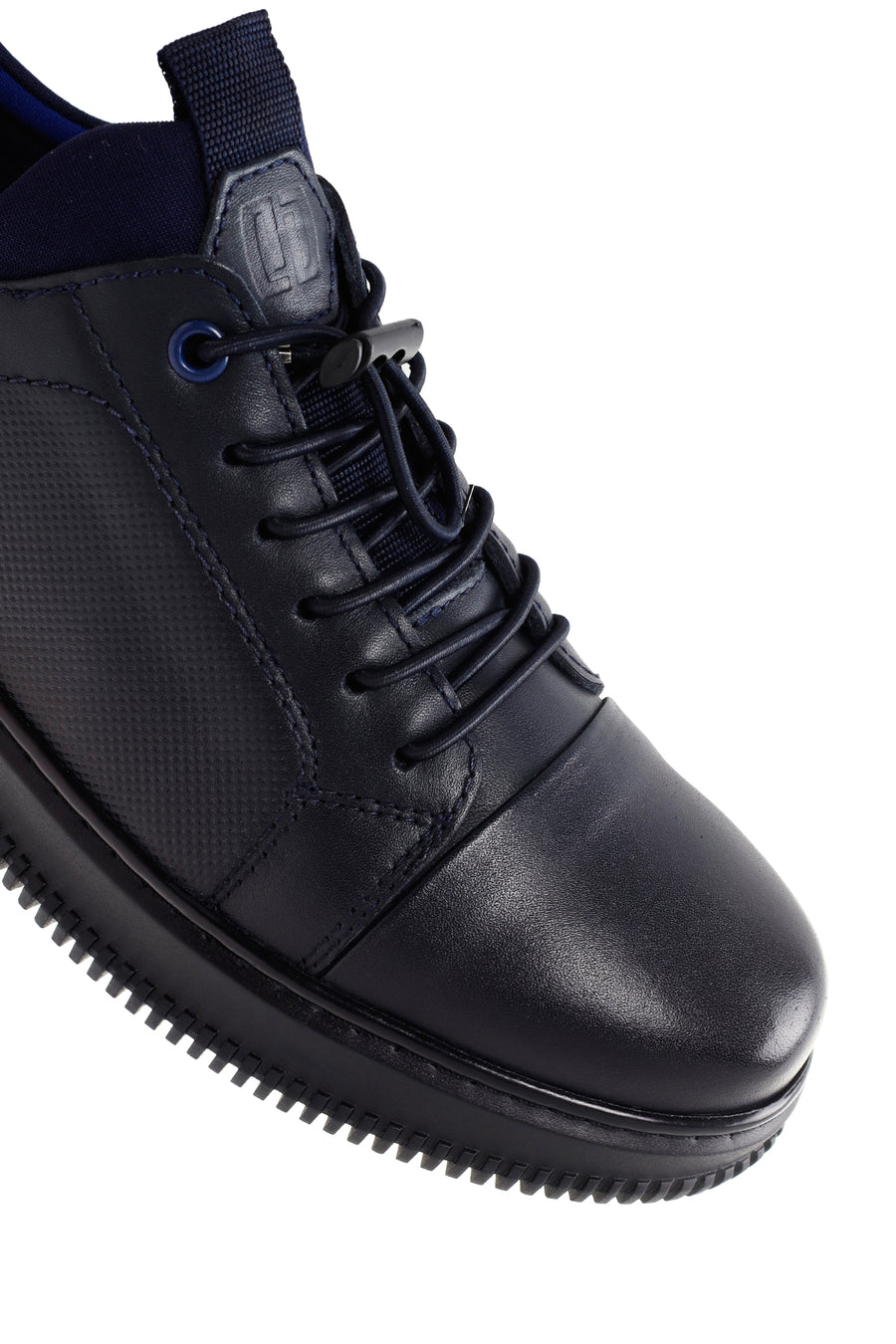 Men's Navy Blue Lace-Up Leather Sneaker