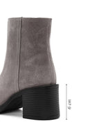 Women's Mink Zippered Thick Heel Suede Leather Boots | Derimod