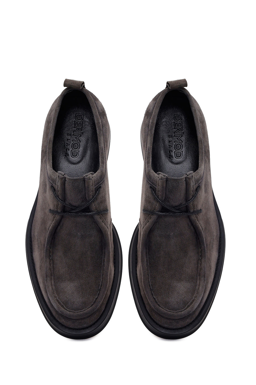 Male Gray Lace-Up Thick-Soled Suede Casual Shoes