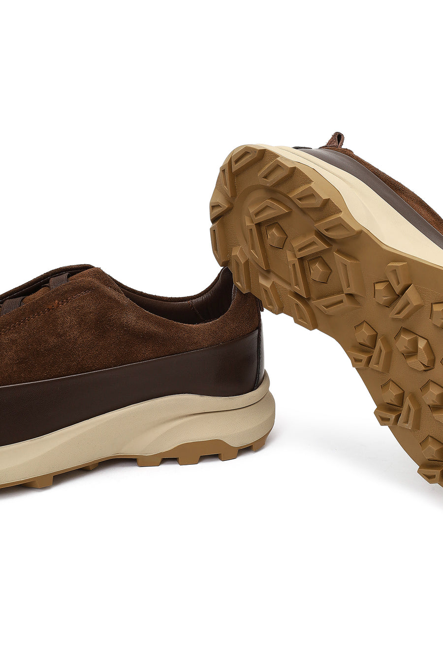 Men's Brown Thick-Soled Leather Casual Sneaker