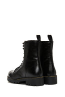 Women's Black Leather Zippered Boots | Derimod