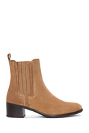 Women's Tan Suede Leather Chelsea Boots | Derimod