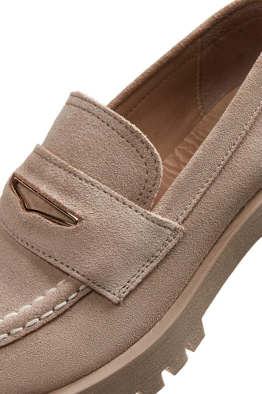 Women's Beige Leather Suede Masculine Loafer