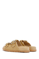 Women's Beige Straw Slippers | Derimod