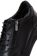 Women's Black Leather Thick Soled Sneaker | Derimod