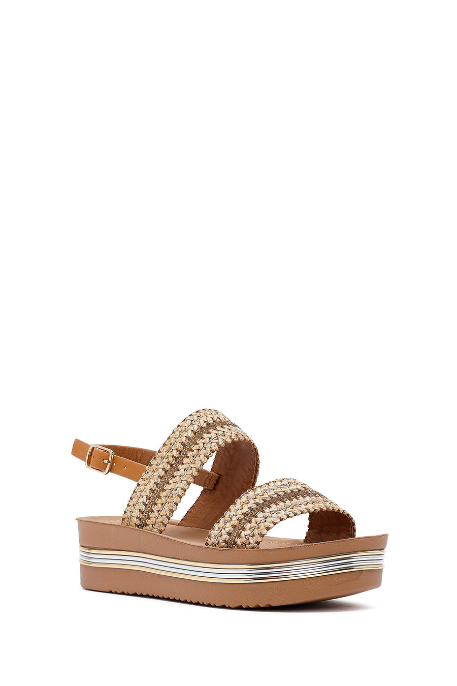 Women's Brown Thick Soled Braided Sandals