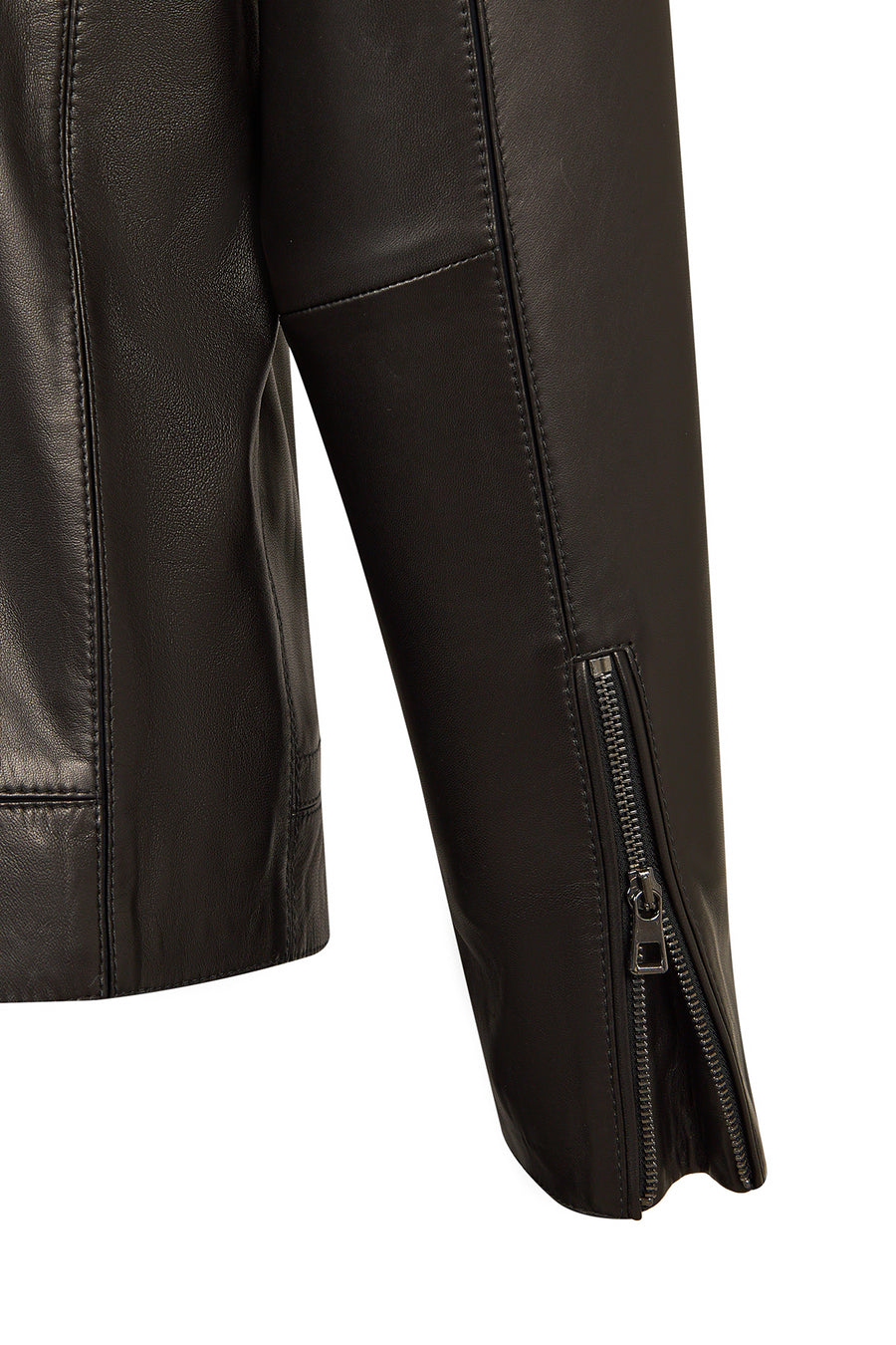 Musiala Male Black Slim-Fit Leather Jacket