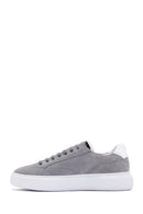 Men's Gray Suede Leather Thick Soled Sneaker | Derimod