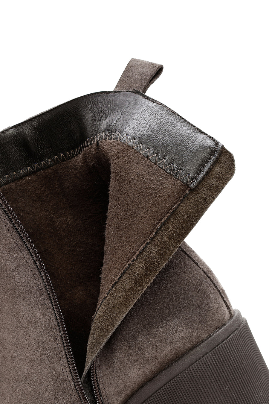Woman Mink Suede Zippered Heels Leather Boat