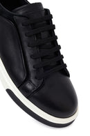 Erkek Siyah Bağcıklı Kalın Tabanlı Deri Sneaker | Derimod