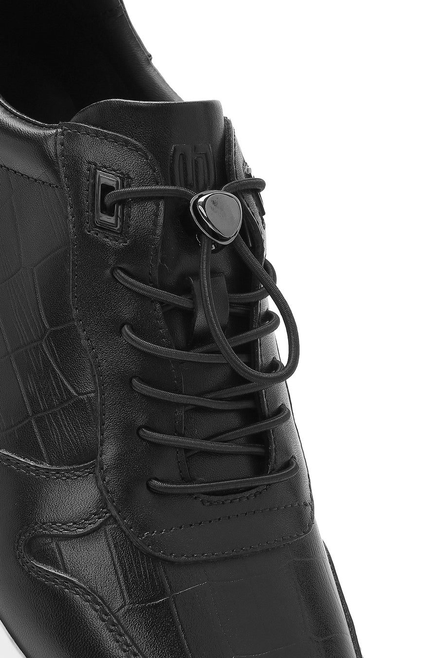 Men's Black Lace-Up Leather Casual Sneaker