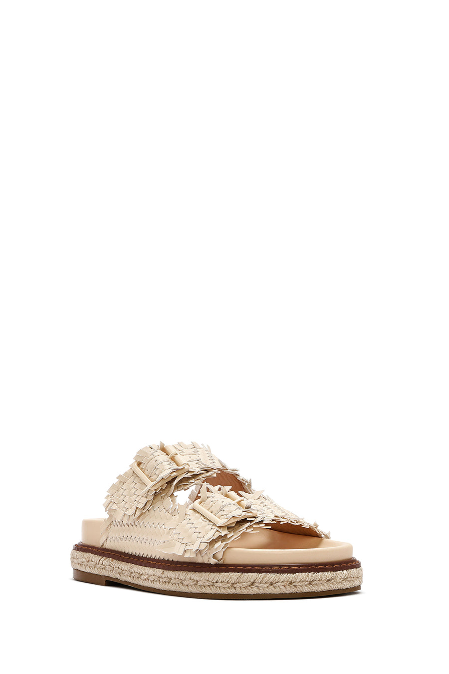 Women's Beige Thick Soled Metallic Slippers
