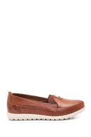 Women's Tan Leather Comfort Loafer | Derimod