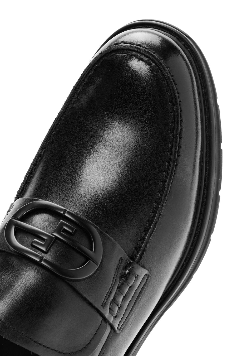 Men's Black Buckle Leather Casual Loafer