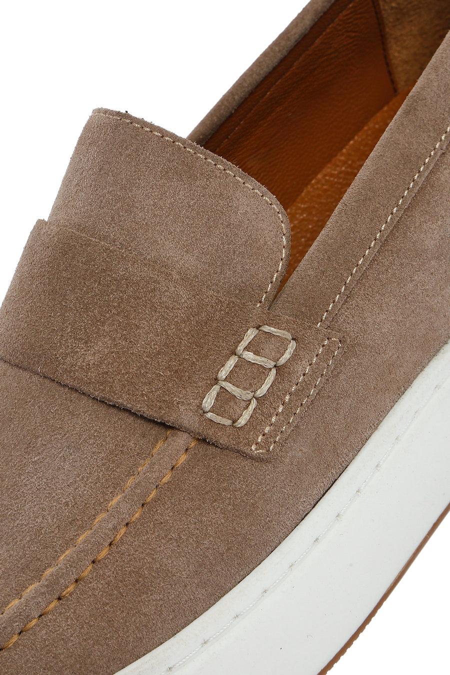 Men's Beige Chunky Suede Leather Loafers