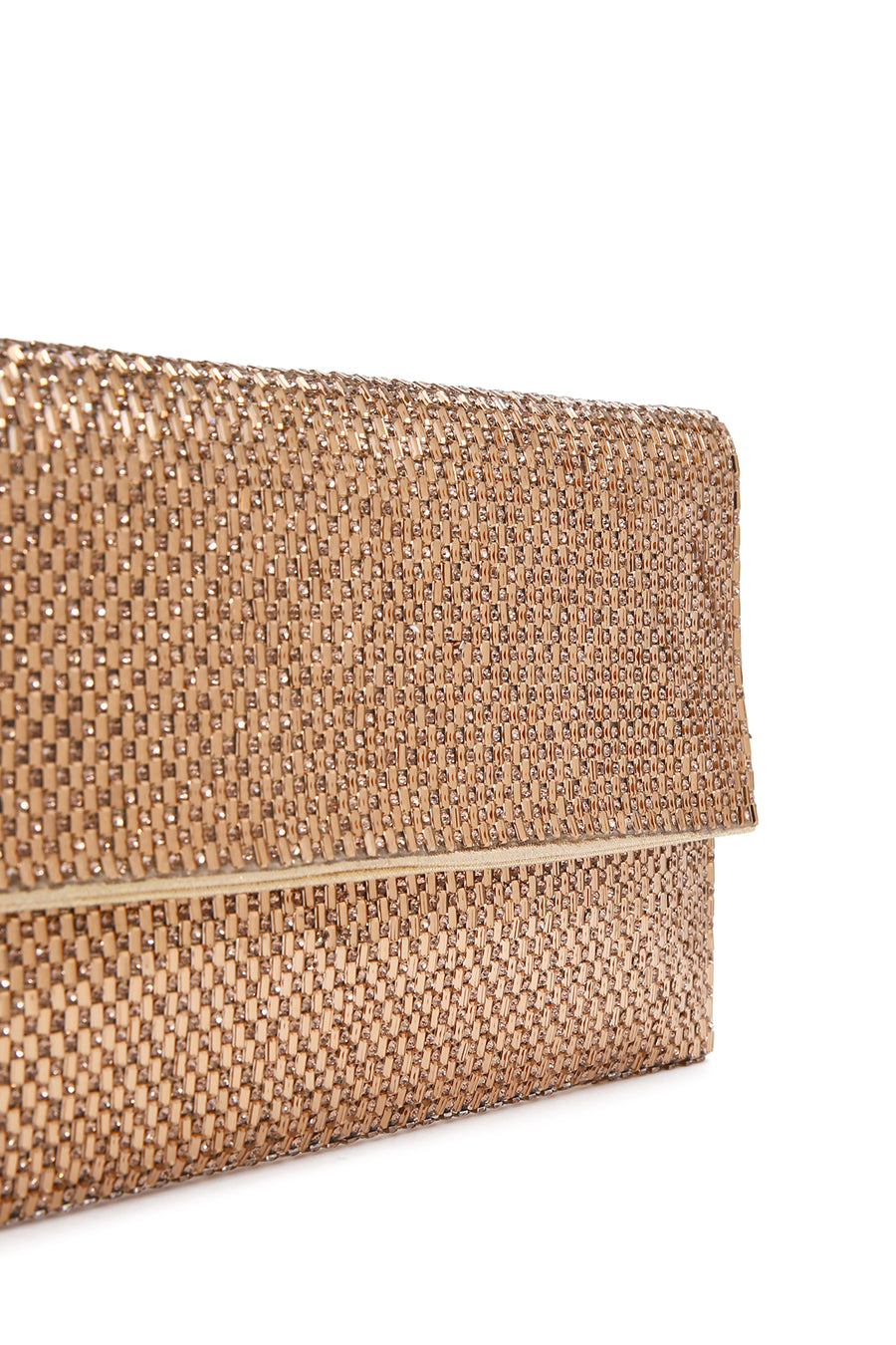 Women's Gold Long Chain Strap Stone Evening Clutch Bag