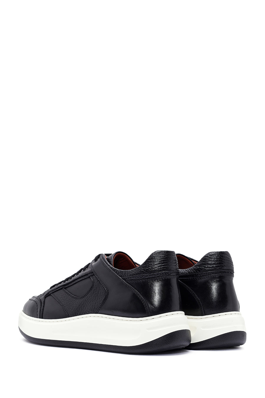 Men's Black Lace-up Leather Sneaker