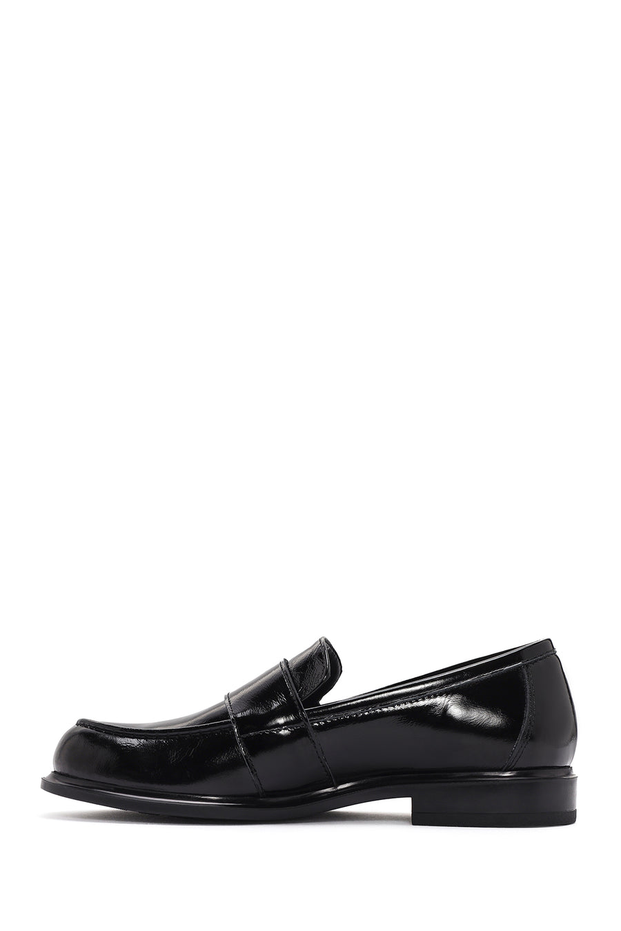 Women's Black Patent Leather Masculine Loafer
