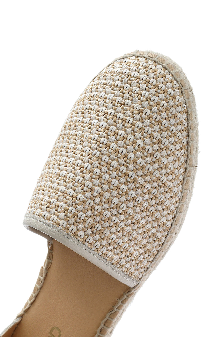 Women's Beige Buckle Ankle Straw Leather Espadrille Sandals