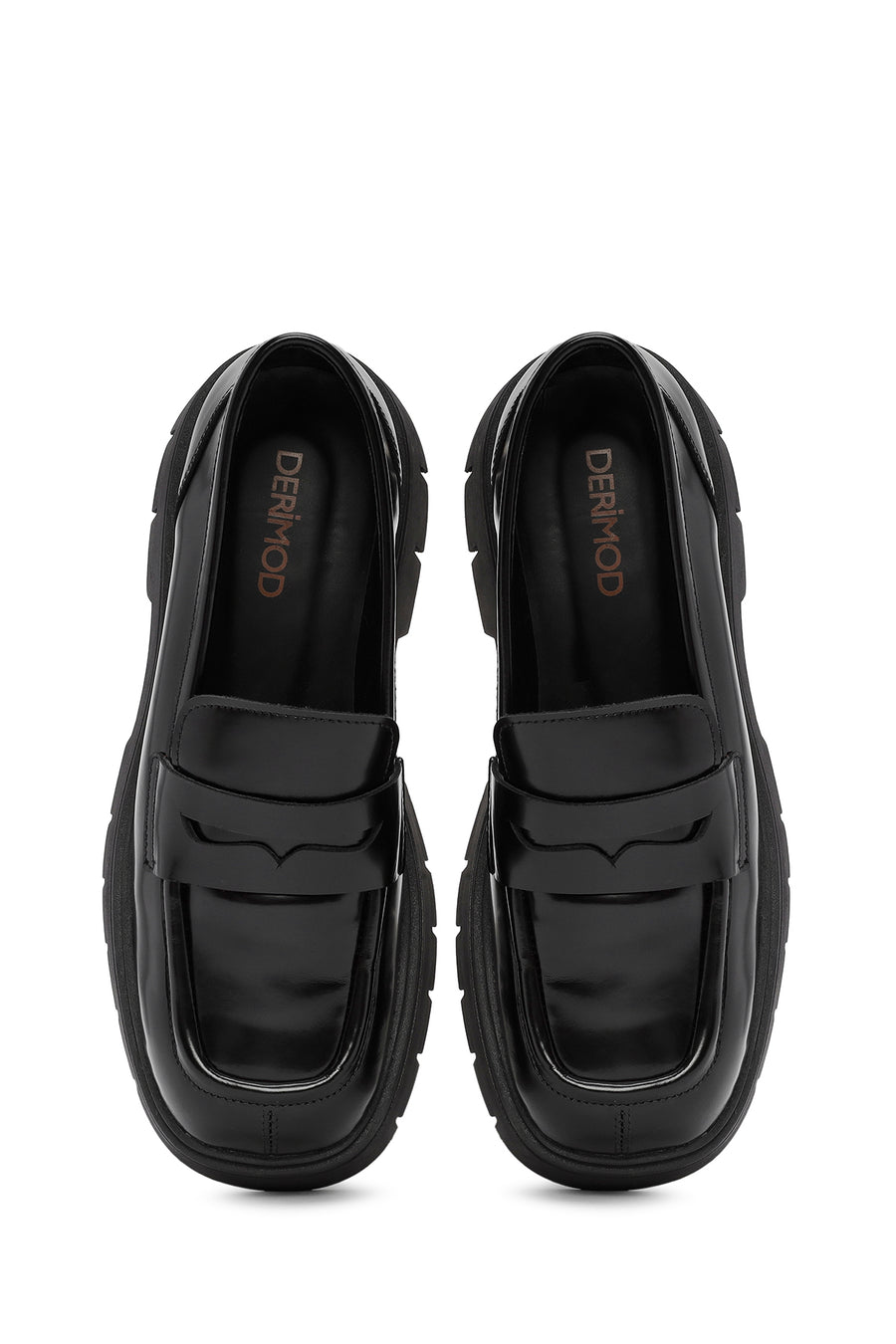 Kadın Siyah Deri Maskülen Loafer