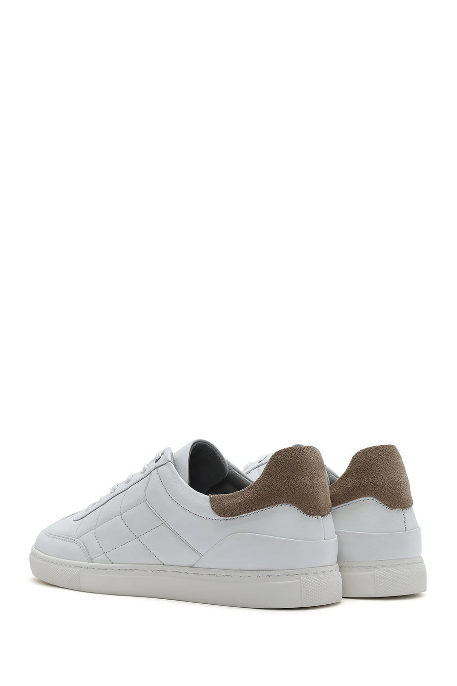 Men's White Lace-up Leather Sneaker