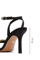 Women's Black Yellow Stone Thin Heeled Ankle Sandals | Derimod