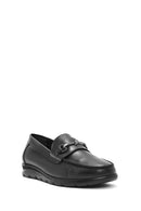 Women's Black Buckle Detailed Leather Comfort Loafer | Derimod