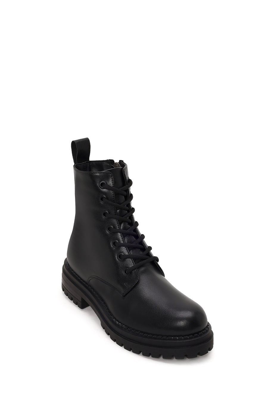 Woman Black Zip Closure Combat Boots