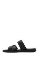 Women's Black Buckle Leather Slippers | Derimod