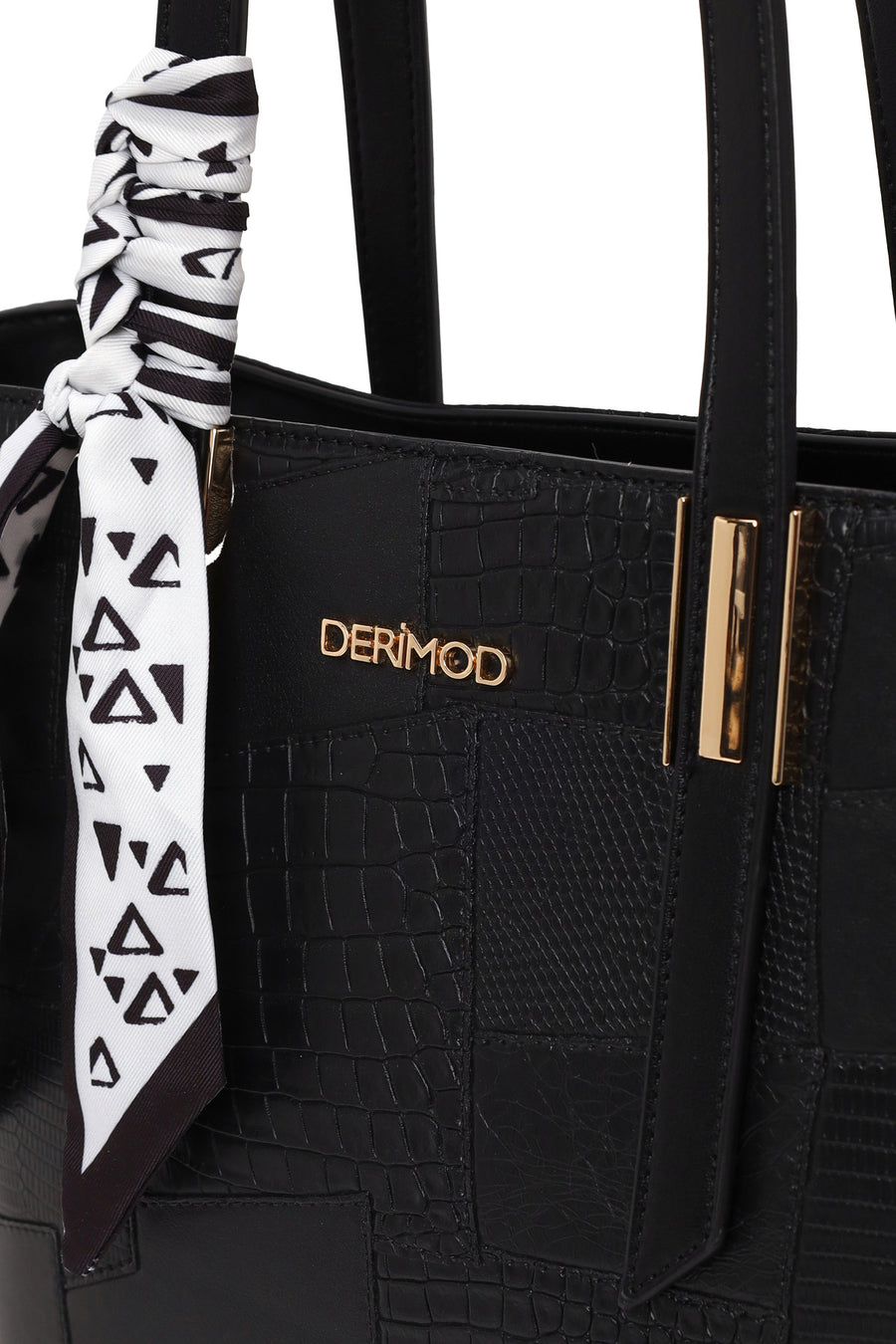 Woman Black Long Strap Printed Shoulder Bag