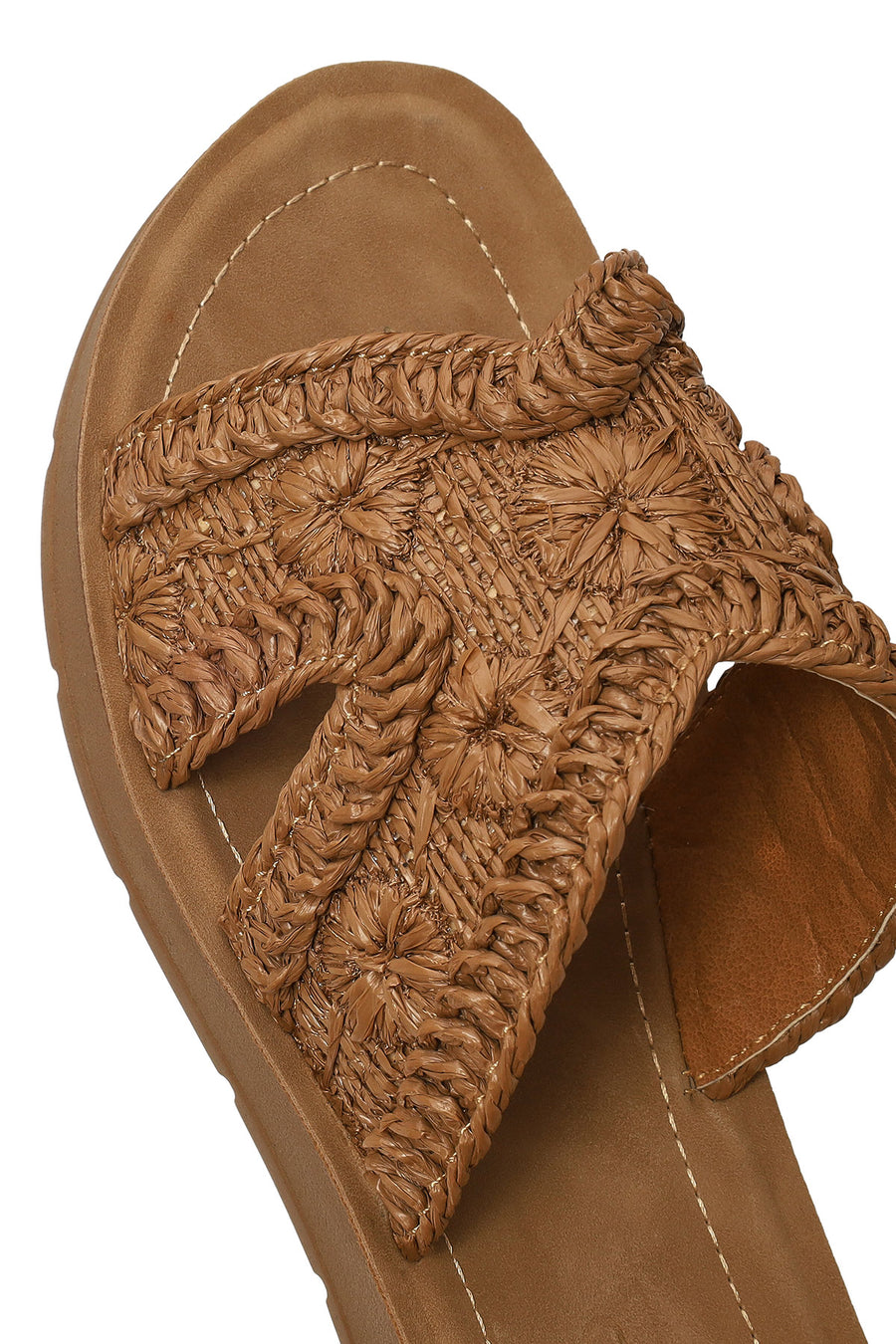 Women's Camel Straw Slippers