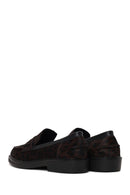 Kadın Leopar Desenli Tüylü Deri Maskülen Loafer | Derimod