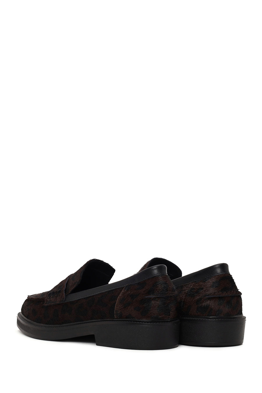 Kadın Leopar Desenli Tüylü Deri Maskülen Loafer