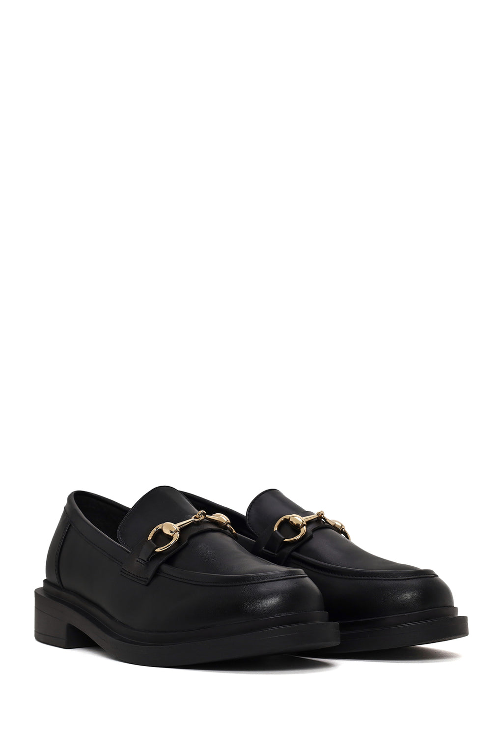 Kadın Siyah Tokalı Maskülen Loafer