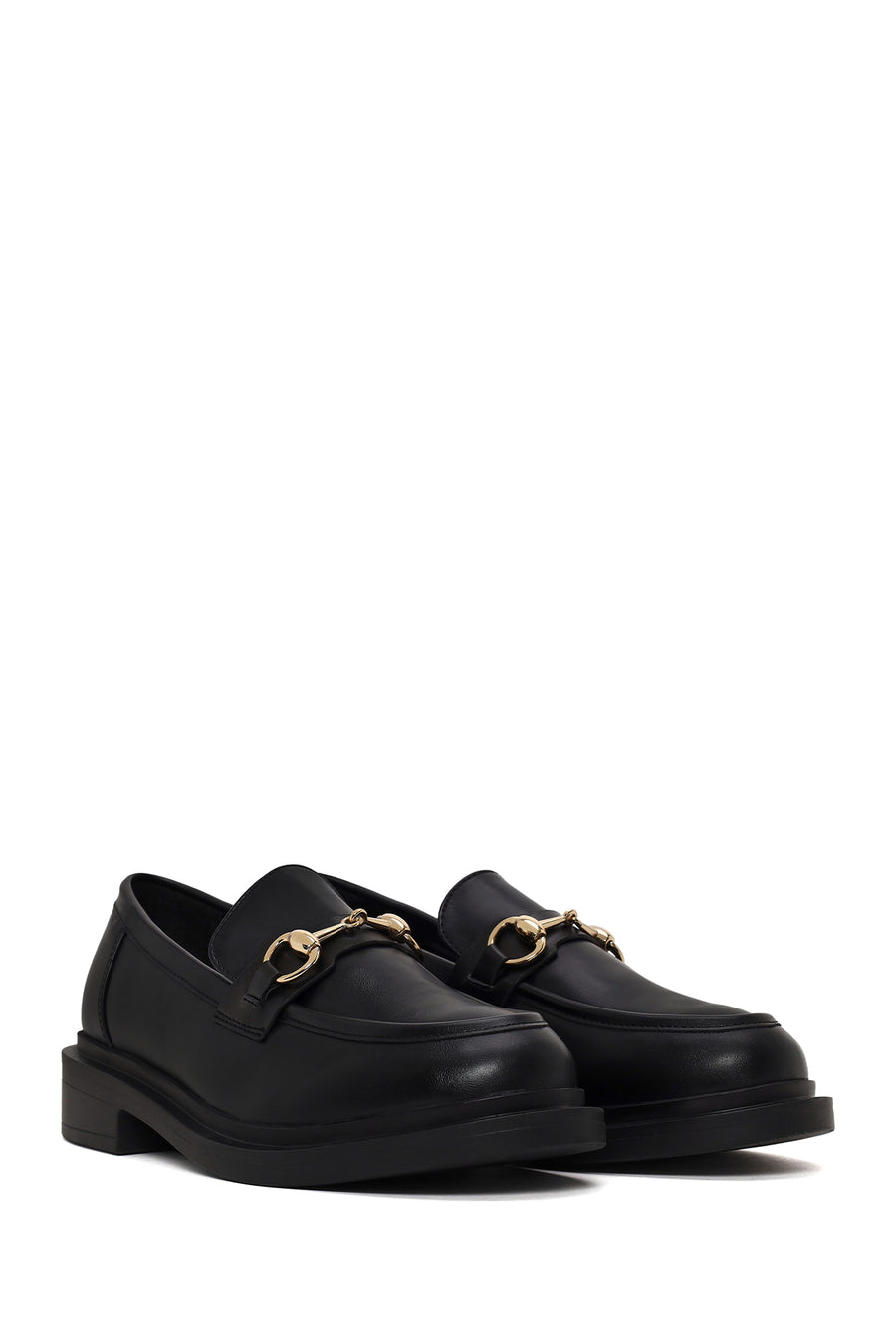 Kadın Siyah Tokalı Maskülen Loafer