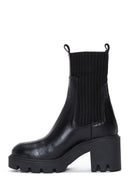 Women's Black Leather Heeled Chelsea Boots | Derimod