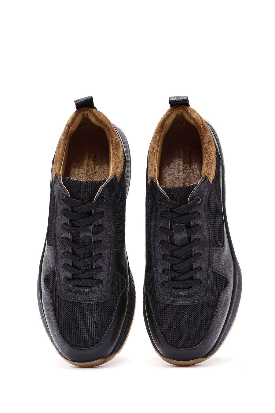 Men's Black Lace-up Leather Sneaker