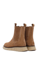 Women's Camel Thick-Soled Suede Leather Chelsea Boot | Derimod