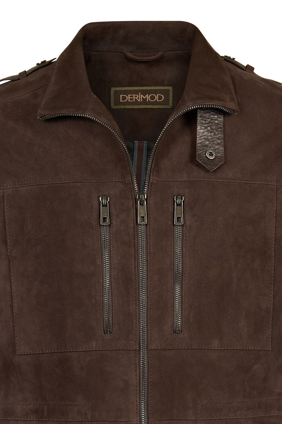 Torres Male Brown Mandarin Collar Suede Coat