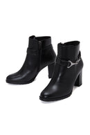 Women's Black Zippered Buckle Heeled Boots | Derimod