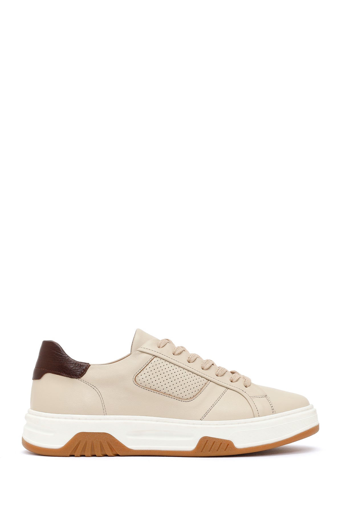 Erkek Bej Kalın Tabanlı Bağcıklı Deri Sneaker 26SFD688418 | Derimod