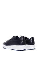 Men's Navy Blue Leather Thick Soled Sneaker | Derimod