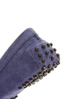Women's Navy Blue Suede Leather Loafer | Derimod