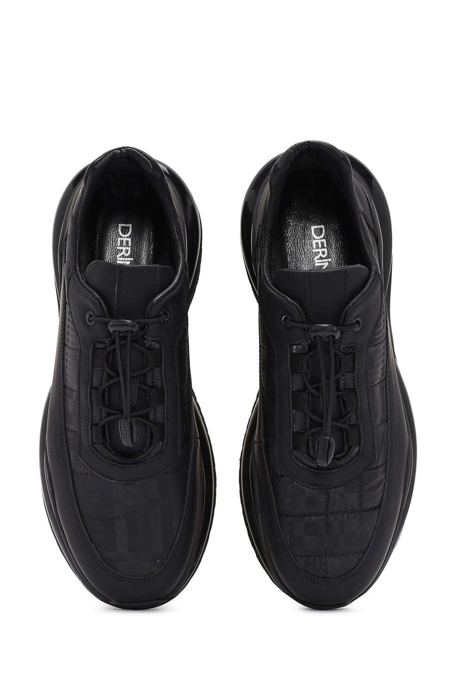 Men's Black Lace-Up Leather Sneakers