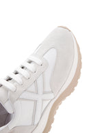 Women's White Suede Detailed Leather Sneaker | Derimod