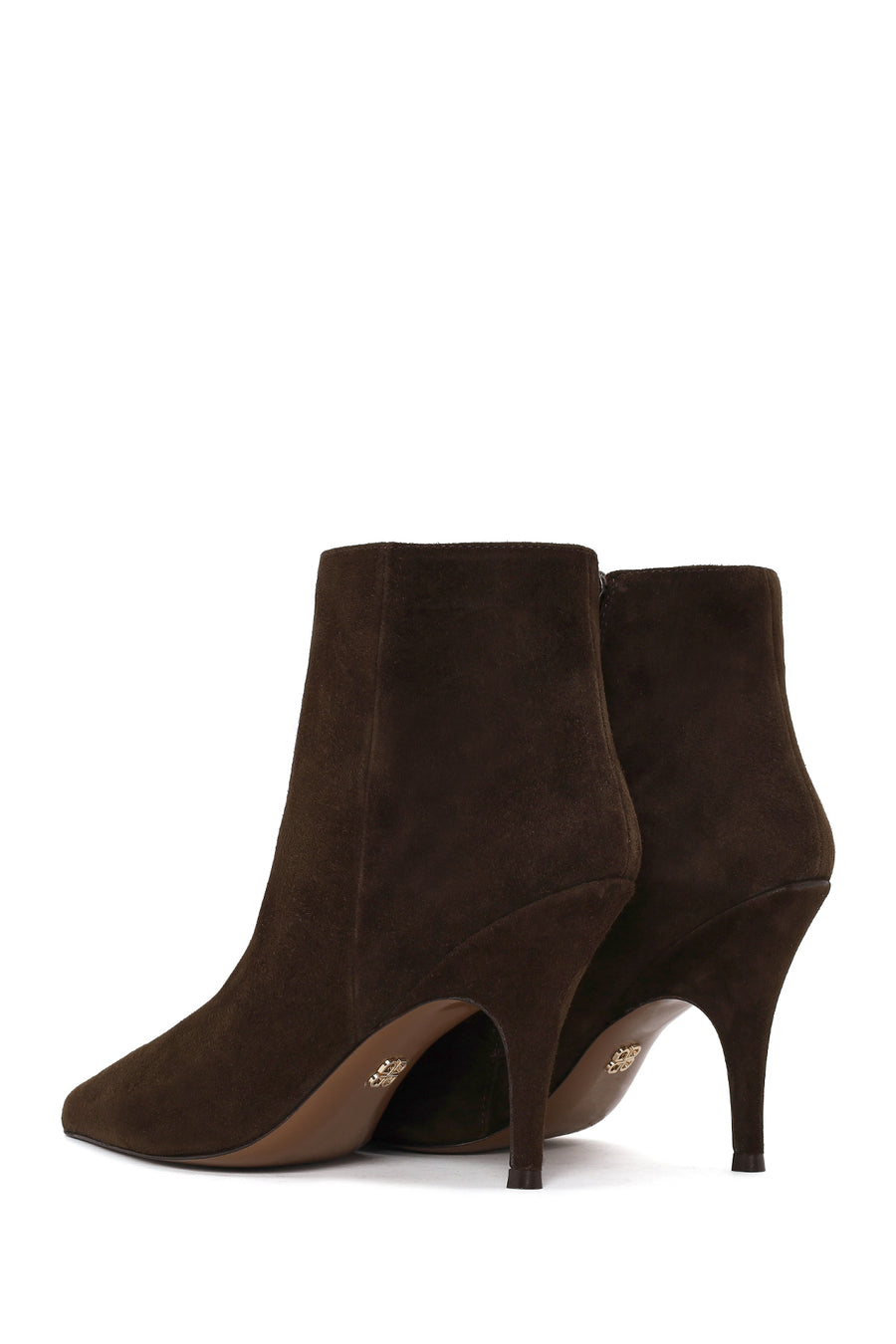 Woman Brown Zip Closure High Thin Heeled Suede Boots