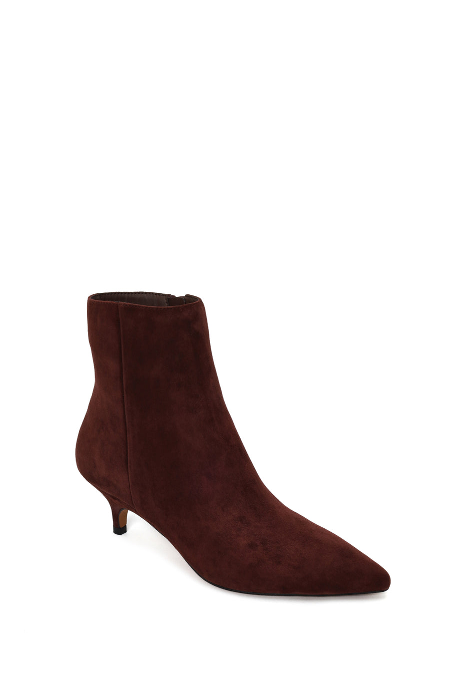 Woman Burgundy Zip Closure Thin-Heeled Suede Boots